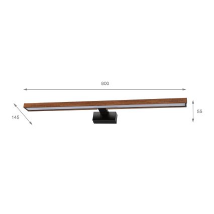 BRILAGI - LED vannas istabas spoguļa apgaismojums 3v1 WOODY MIRROR LED/15W/230V 80 cm IP44 melns/ozols ķirsis