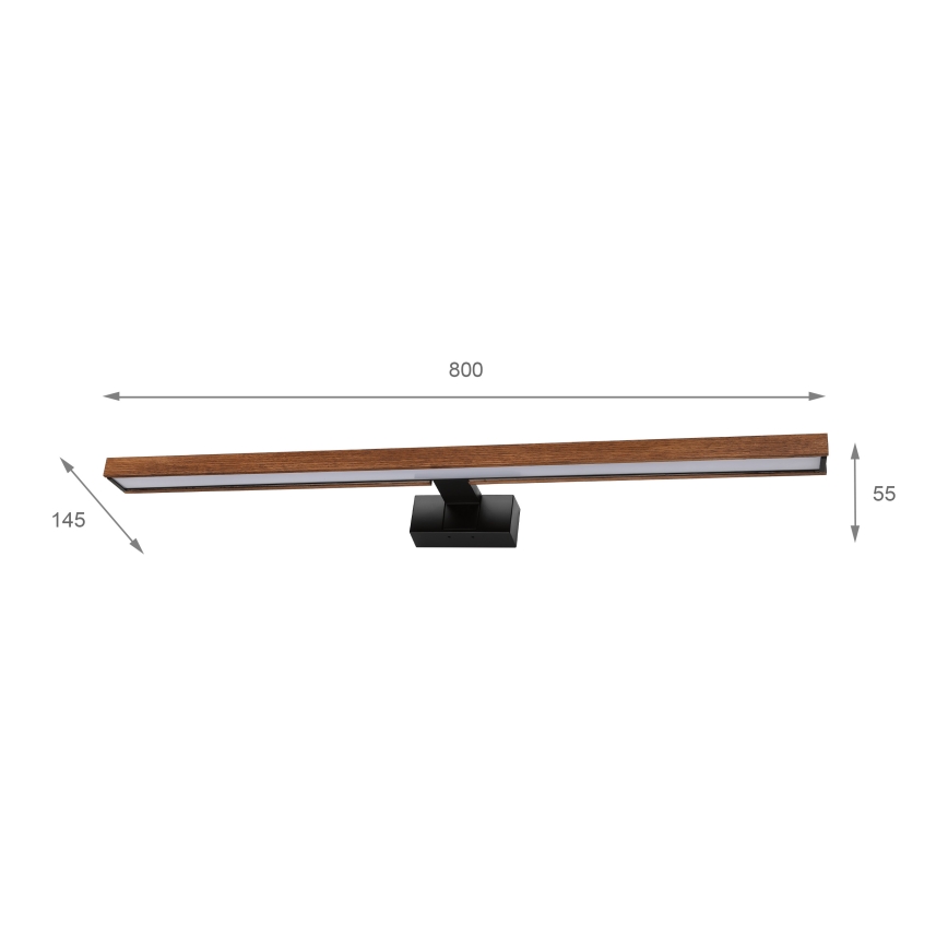 BRILAGI - LED vannas istabas spoguļa apgaismojums 3v1 WOODY MIRROR LED/15W/230V 80 cm IP44 melns/ozols ķirsis