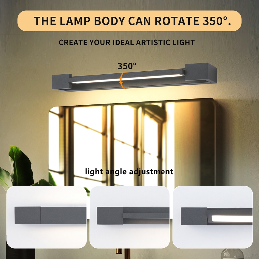 Brilagi - AQUA LINE LED spoguļa apgaismojums vannas istabai, LED/12W/230V, 45 cm, IP44, antracīts, CRI 90