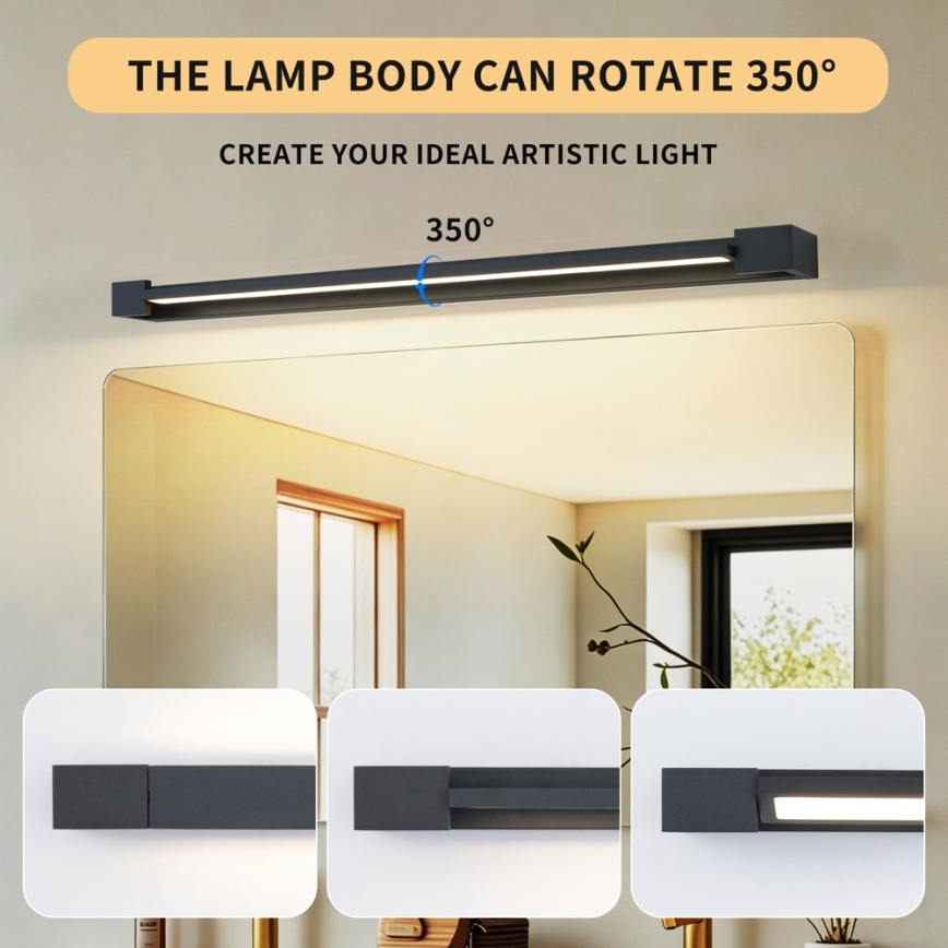 BRILAGI - LED vannas istabas spoguļa apgaismojums AQUA LINE LED/20W/230V 80 cm IP44 melns CRI 90