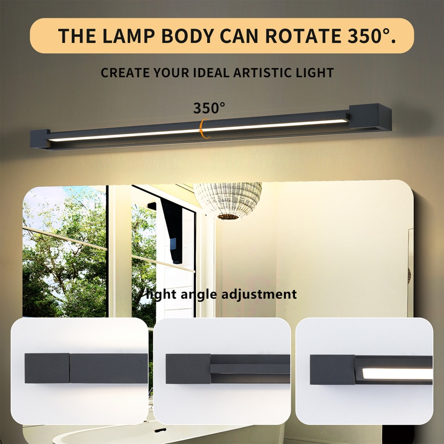 Brilagi - LED vannas istabas spoguļa apgaismojums AQUA LINE LED/24W/230V 90 cm IP44 melns CRI 90