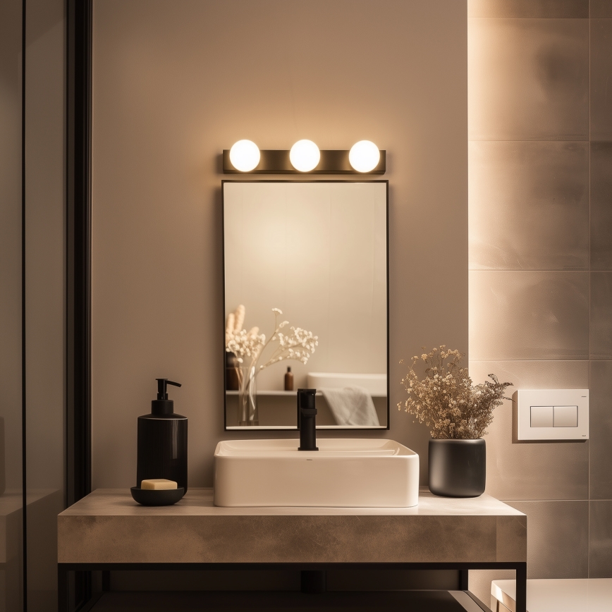 Brilagi - LED vannas istabas spoguļa apgaismojums HOLLYWOOD 3xLED/3W/230V 39 cm IP44 melns