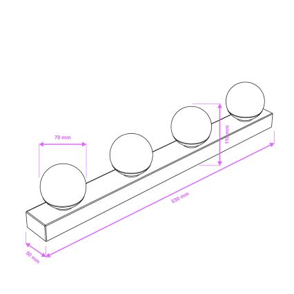 Brilagi - LED vannas istabas spoguļa apgaismojums HOLLYWOOD 4xLED/3W/230V 53 cm IP44 spīdīgs hroms