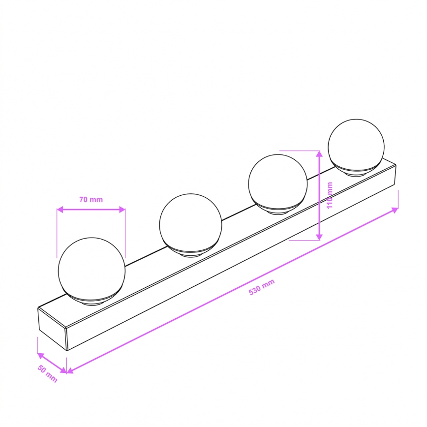Brilagi - LED vannas istabas spoguļa apgaismojums HOLLYWOOD 4xLED/3W/230V 53 cm IP44 spīdīgs hroms