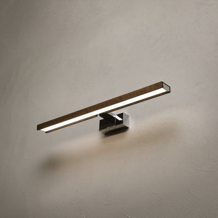 Brilagi - Vannas istabas spoguļa LED apgaismojums WOODY MIRROR 3 vienā LED/12W/230V 60 cm IP44 spīdīgs hroms/ozols valrieksts