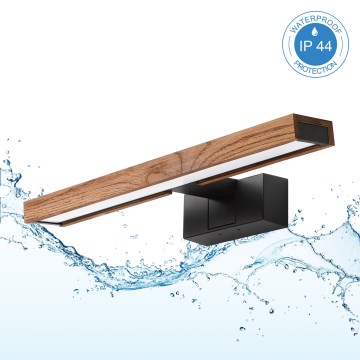 Brilagi - LED vannas istabas spoguļa apgaismojums WOODY MIRROR 3 vienā LED/8W/230V 40 cm IP44 melns/ozols