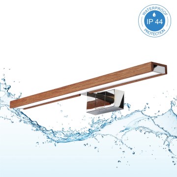 Brilagi - LED vannas istabas spoguļa apgaismojums WOODY MIRROR 3v1 LED/12W/230V 60 cm IP44 spīdīgs hroms/ķiršu ozols