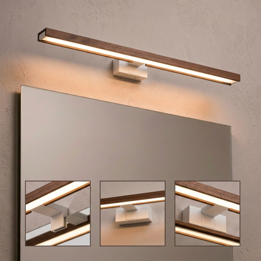 Brilagi - LED vannas istabas spoguļa apgaismojums WOODY MIRROR 3‑vienā LED/15W/230V, 80 cm, IP44, balts/ozola ķirsis