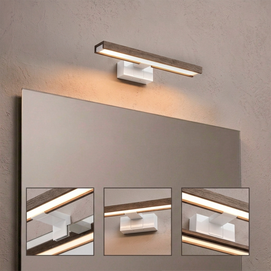 Brilagi - LED vannas istabas spoguļa apgaismojums WOODY MIRROR 3v1 LED/8W/230V 40 cm IP44 balts/ozols