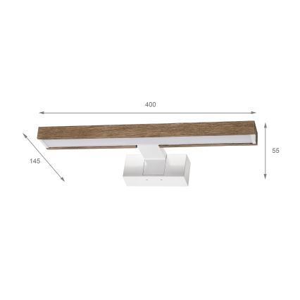 Brilagi - LED vannas istabas spoguļa apgaismojums WOODY MIRROR 3v1 LED/8W/230V 40 cm IP44 balts/ozols