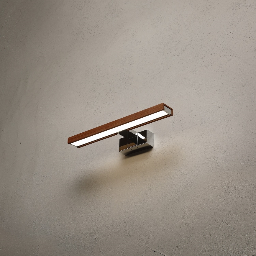 Brilagi - LED vannas istabas spoguļa apgaismojums WOODY MIRROR 3 vienā LED/8W/230V 40 cm IP44 spīdīgs hroms/ķiršu ozols