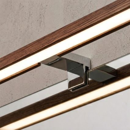 Brilagi - LED vannas istabas spoguļa apgaismojums WOODY MIRROR 3 vienā LED/8W/230V 40 cm IP44 spīdīgs hroms/ķiršu ozols