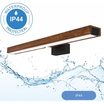Brilagi - LED Vannas istabas spoguļa apgaismojums WOODY MIRROR LED/12W/230V 60 cm IP44 ozols ķirsis/melna