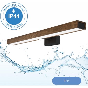 Brilagi - LED Vannas istabas spoguļa apgaismojums WOODY MIRROR LED/12W/230V 60 cm IP44 ozols rieksts/melna