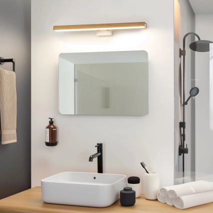 Brilagi - LED Vannas istabas spoguļa apgaismojums WOODY MIRROR LED/12W/230V 60 cm IP44 ozols/balta