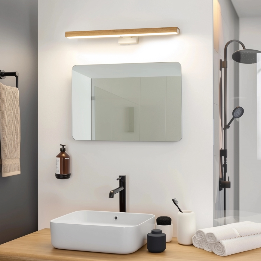 Brilagi - LED Vannas istabas spoguļa apgaismojums WOODY MIRROR LED/12W/230V 60 cm IP44 ozols/balta