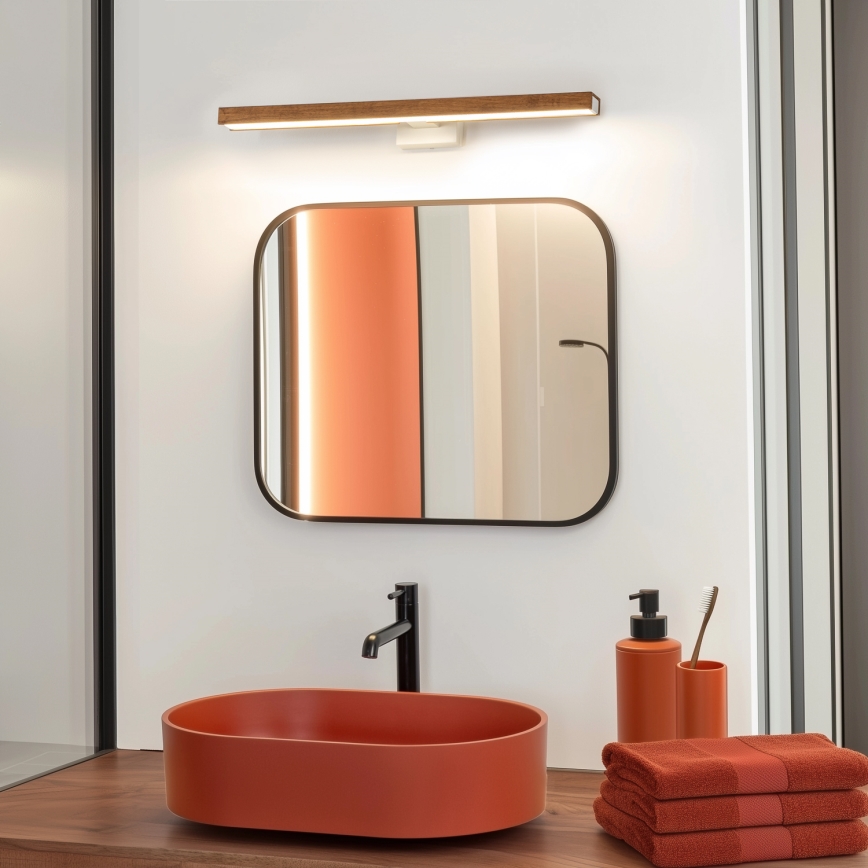Brilagi - LED Vannas istabas spoguļa apgaismojums WOODY MIRROR LED/12W/230V 60 cm IP44 ozols ķirsis/balta