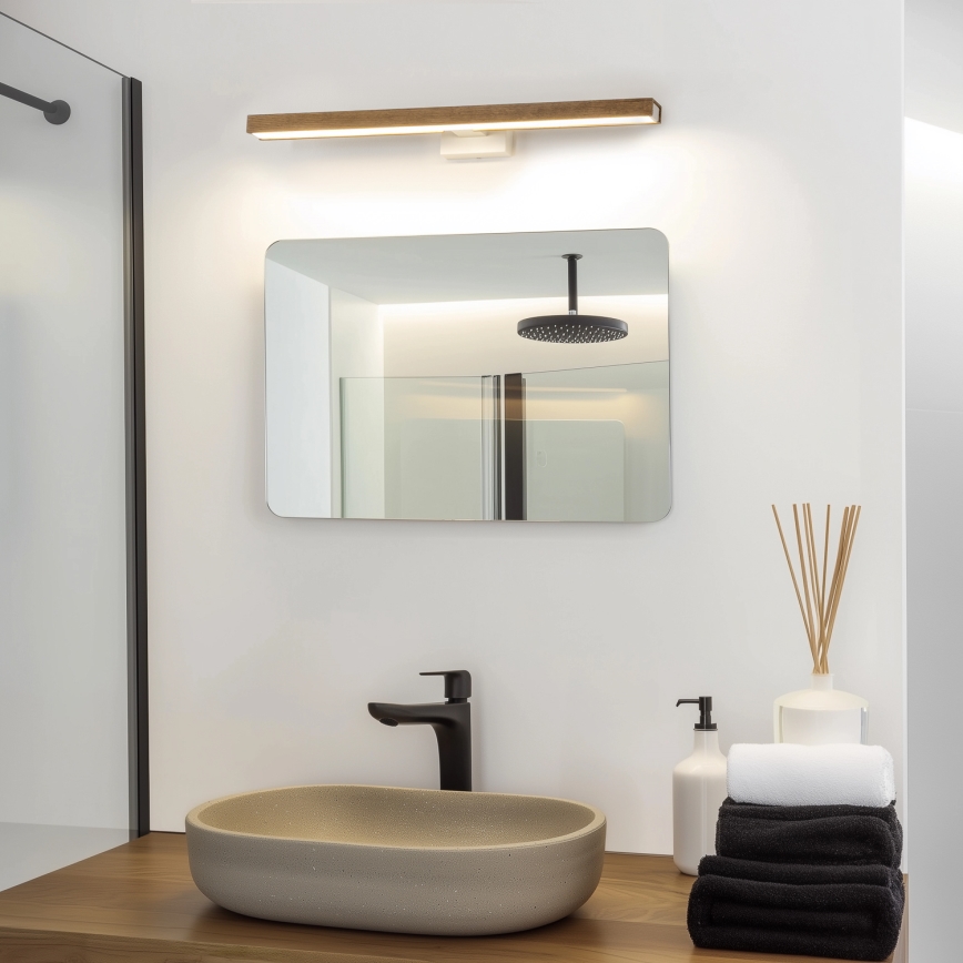 Brilagi - LED Vannas istabas spoguļa apgaismojums WOODY MIRROR LED/12W/230V 60 cm IP44 ozols rieksts/balta