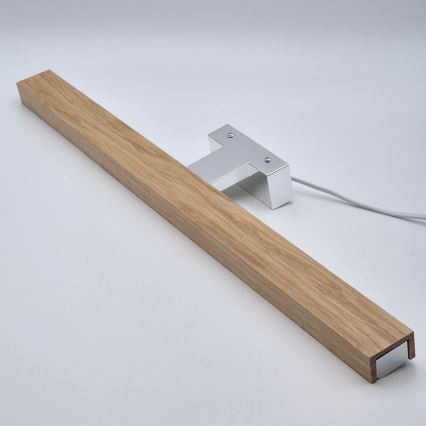 Brilagi - LED Vannas istabas spoguļa apgaismojums WOODY MIRROR LED/12W/230V 60 cm IP44 ozols/spīdīgi hromēts