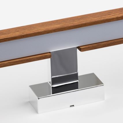 Brilagi - LED Vannas istabas spoguļa apgaismojums WOODY MIRROR LED/12W/230V 60 cm IP44 ozols ķirsis/spīdīgi hromēts