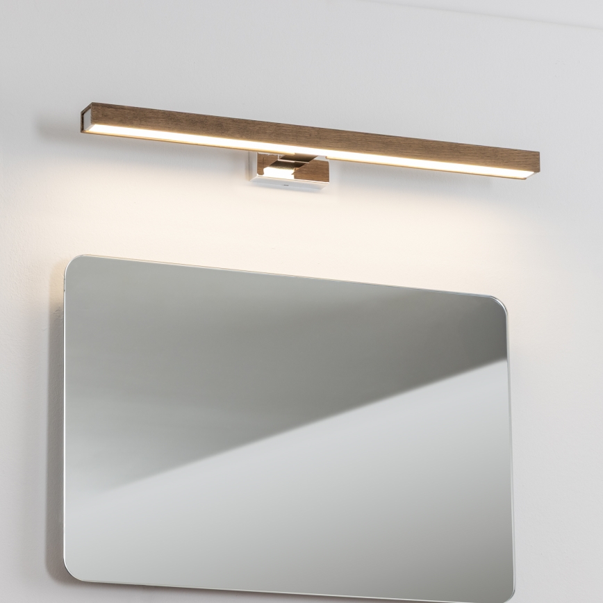 Brilagi - LED Vannas istabas spoguļa apgaismojums WOODY MIRROR LED/12W/230V 60 cm IP44 ozols rieksts/spīdīgi hromēts