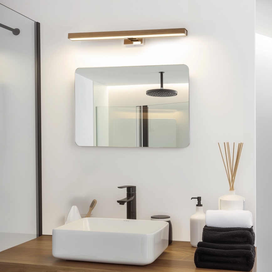 Brilagi - LED Vannas istabas spoguļa apgaismojums WOODY MIRROR LED/12W/230V 60 cm IP44 ozols rieksts/spīdīgi hromēts