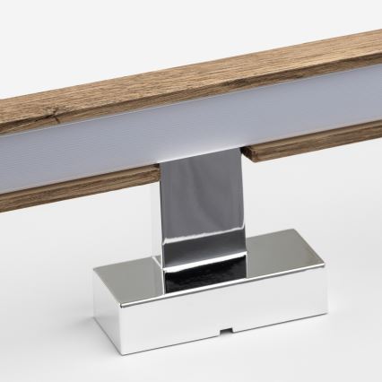 Brilagi - LED Vannas istabas spoguļa apgaismojums WOODY MIRROR LED/12W/230V 60 cm IP44 ozols rieksts/spīdīgi hromēts