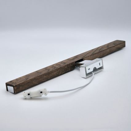 Brilagi - LED Vannas istabas spoguļa apgaismojums WOODY MIRROR LED/12W/230V 60 cm IP44 ozols rieksts/spīdīgi hromēts