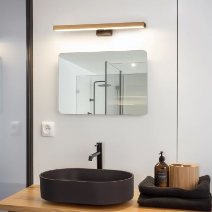 Brilagi - LED Vannas istabas spoguļa apgaismojums WOODY MIRROR LED/12W/230V 60 cm IP44 ozols/melna