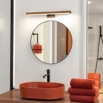 Brilagi - LED Vannas istabas spoguļa apgaismojums WOODY MIRROR LED/12W/230V 60 cm IP44 ozols ķirsis/melna