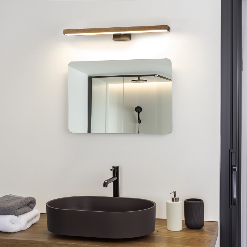 Brilagi - LED Vannas istabas spoguļa apgaismojums WOODY MIRROR LED/12W/230V 60 cm IP44 ozols rieksts/melna