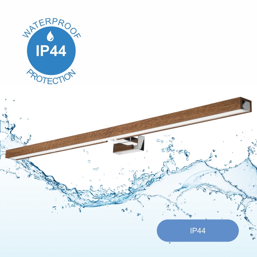 Brilagi - LED Vannas istabas spoguļa apgaismojums WOODY MIRROR LED/15W/230V 90 cm IP44 ozols ķirsis/spīdīgi hromēts