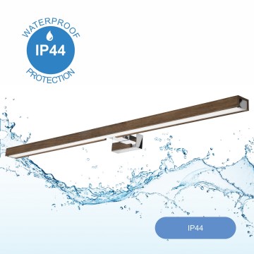 Brilagi - LED Vannas istabas spoguļa apgaismojums WOODY MIRROR LED/15W/230V 90 cm IP44 ozols rieksts/spīdīgi hromēts