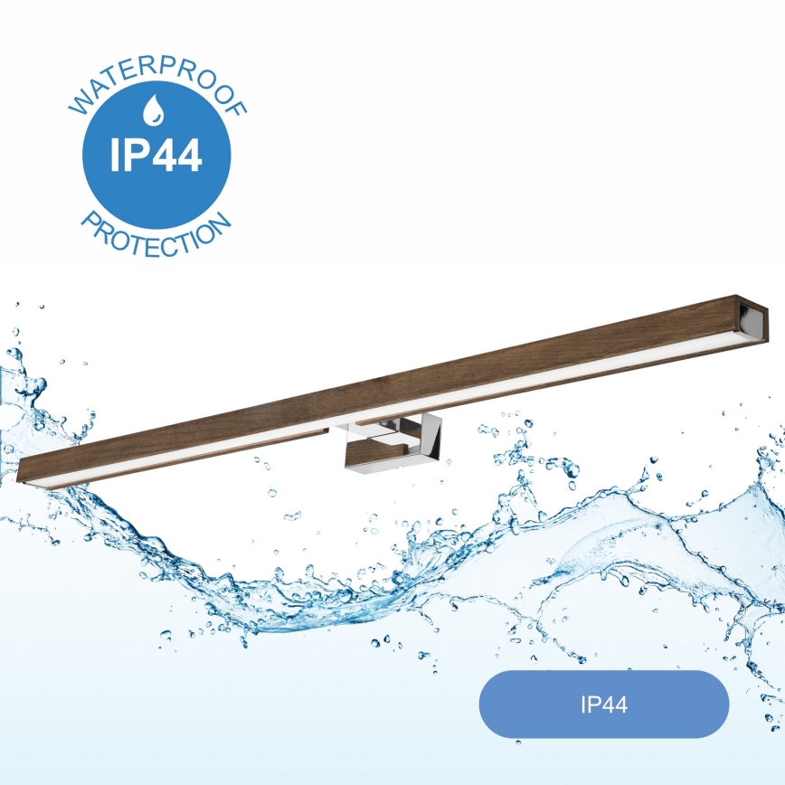 Brilagi - LED Vannas istabas spoguļa apgaismojums WOODY MIRROR LED/15W/230V 90 cm IP44 ozols rieksts/spīdīgi hromēts