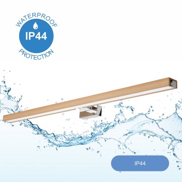 Brilagi - LED Vannas istabas spoguļa apgaismojums WOODY MIRROR LED/15W/230V 90 cm IP44 ozols/spīdīgi hromēts
