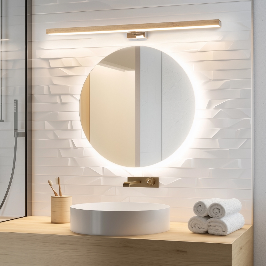 Brilagi - LED Vannas istabas spoguļa apgaismojums WOODY MIRROR LED/15W/230V 90 cm IP44 ozols/balta