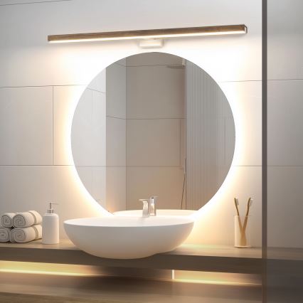 Brilagi - LED Vannas istabas spoguļa apgaismojums WOODY MIRROR LED/15W/230V 90 cm IP44 ozols rieksts/balta