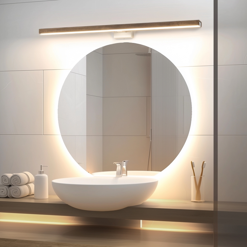 Brilagi - LED Vannas istabas spoguļa apgaismojums WOODY MIRROR LED/15W/230V 90 cm IP44 ozols rieksts/balta
