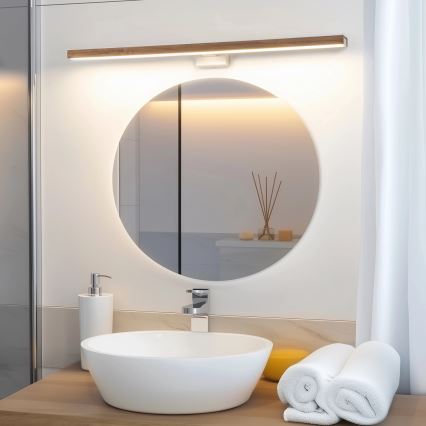 Brilagi - LED Vannas istabas spoguļa apgaismojums WOODY MIRROR LED/15W/230V 90 cm IP44 ozols ķirsis/balta