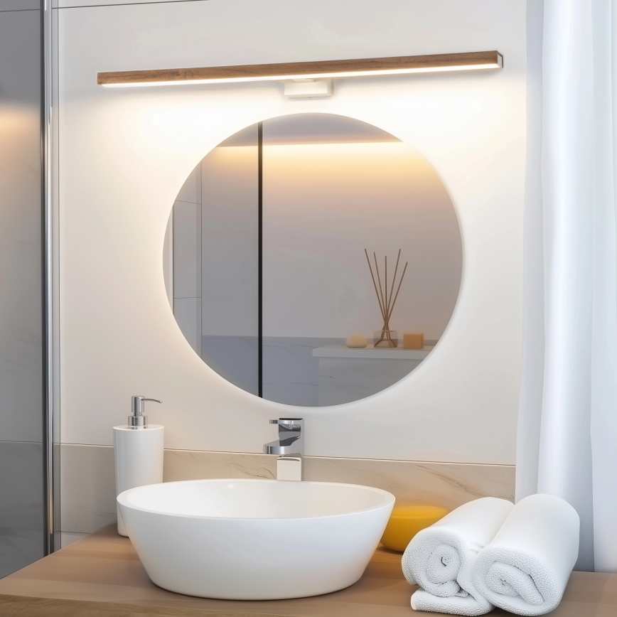 Brilagi - LED Vannas istabas spoguļa apgaismojums WOODY MIRROR LED/15W/230V 90 cm IP44 ozols ķirsis/balta
