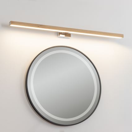 Brilagi - LED Vannas istabas spoguļa apgaismojums WOODY MIRROR LED/15W/230V 90 cm IP44 ozols/spīdīgi hromēts