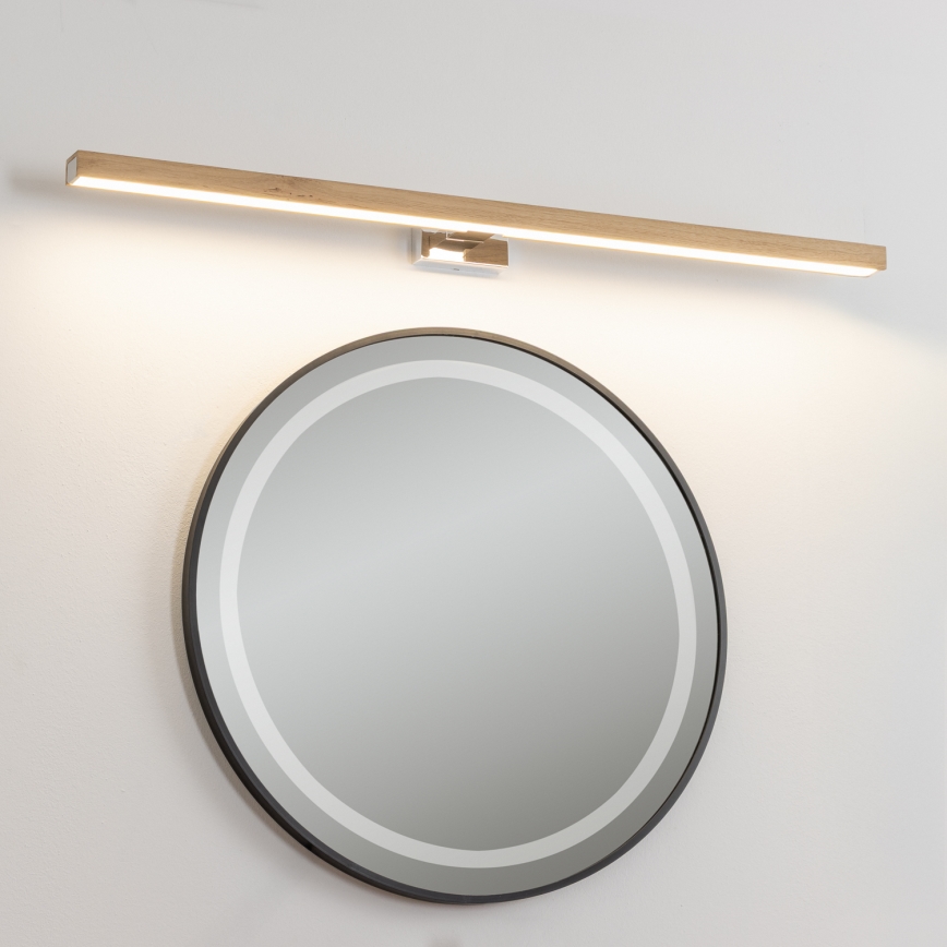 Brilagi - LED Vannas istabas spoguļa apgaismojums WOODY MIRROR LED/15W/230V 90 cm IP44 ozols/spīdīgi hromēts