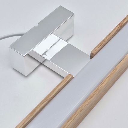 Brilagi - LED Vannas istabas spoguļa apgaismojums WOODY MIRROR LED/15W/230V 90 cm IP44 ozols/spīdīgi hromēts