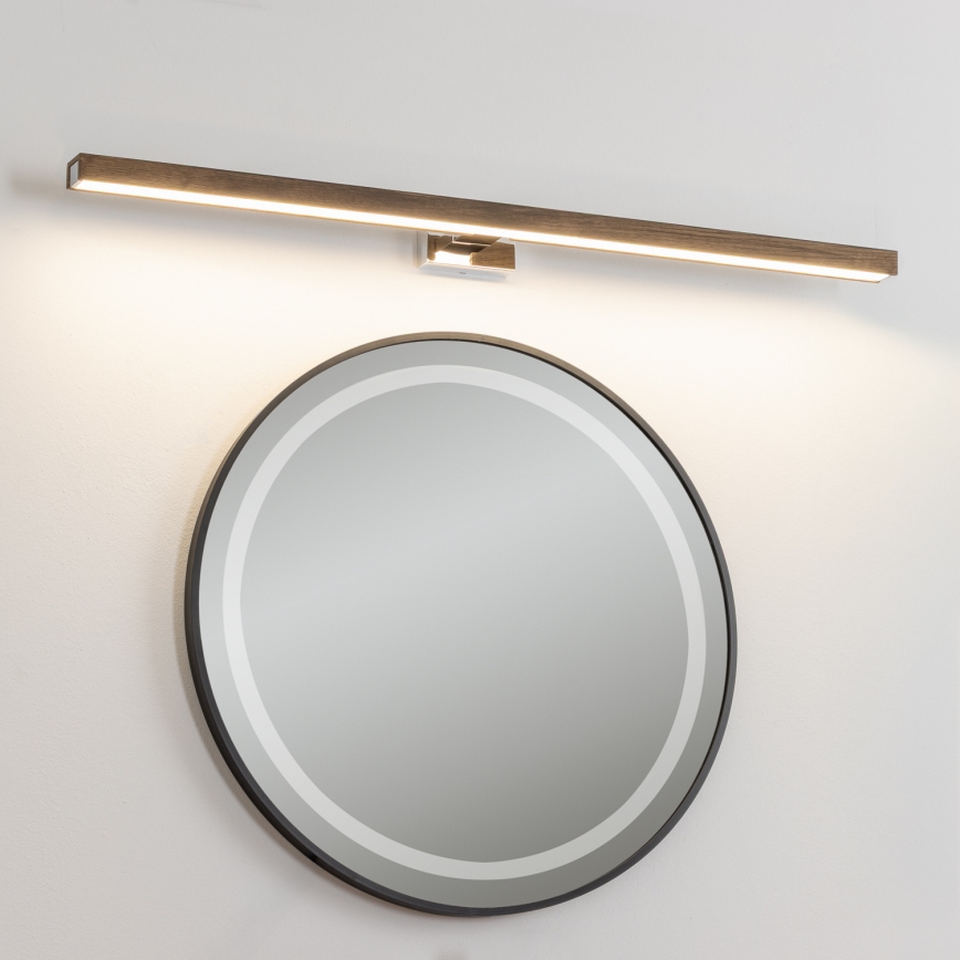 Brilagi - LED Vannas istabas spoguļa apgaismojums WOODY MIRROR LED/15W/230V 90 cm IP44 ozols rieksts/spīdīgi hromēts