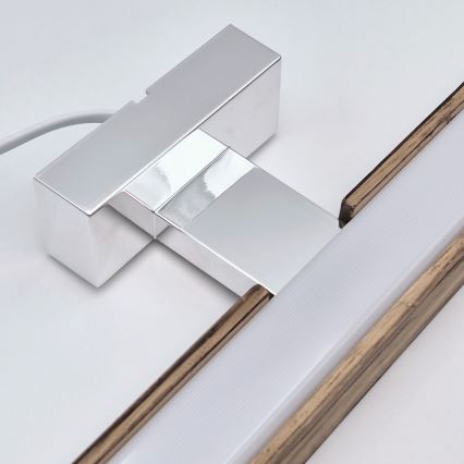 Brilagi - LED Vannas istabas spoguļa apgaismojums WOODY MIRROR LED/15W/230V 90 cm IP44 ozols rieksts/spīdīgi hromēts