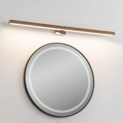 Brilagi - LED Vannas istabas spoguļa apgaismojums WOODY MIRROR LED/15W/230V 90 cm IP44 ozols ķirsis/spīdīgi hromēts