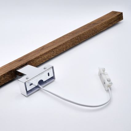 Brilagi - LED Vannas istabas spoguļa apgaismojums WOODY MIRROR LED/15W/230V 90 cm IP44 ozols ķirsis/spīdīgi hromēts