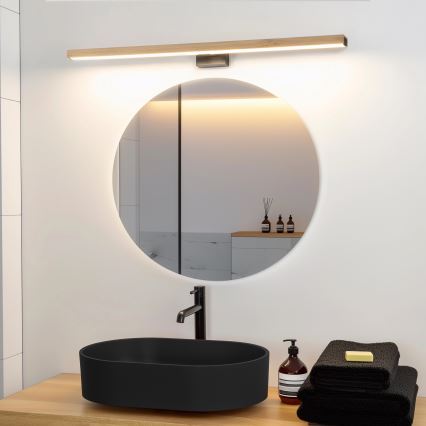 Brilagi - LED Vannas istabas spoguļa apgaismojums WOODY MIRROR LED/15W/230V 90 cm IP44 ozols/melna