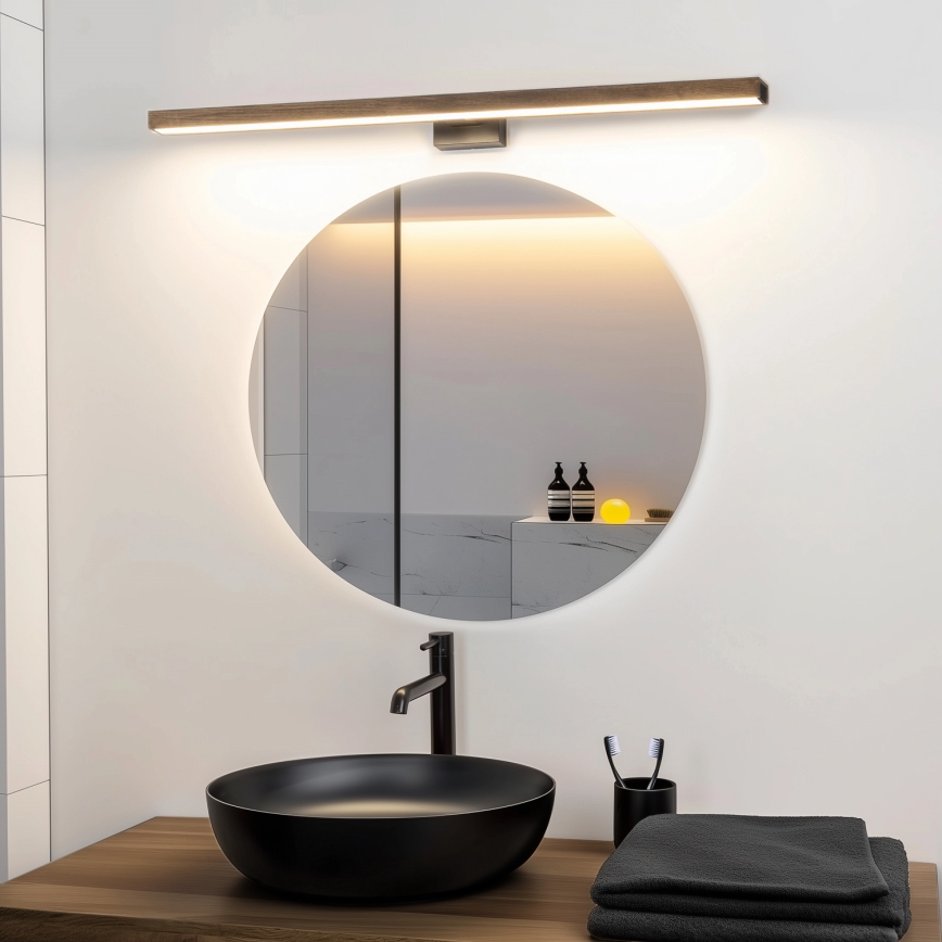 Brilagi - LED Vannas istabas spoguļa apgaismojums WOODY MIRROR LED/15W/230V 90 cm IP44 ozols rieksts/melna