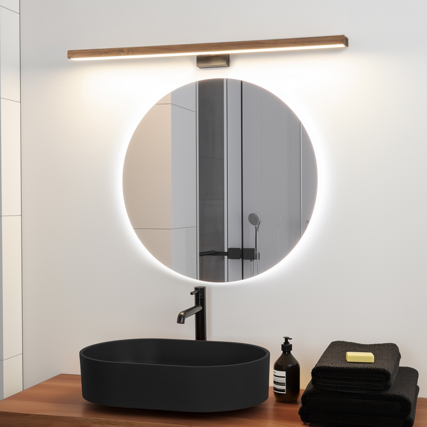 Brilagi - LED Vannas istabas spoguļa apgaismojums WOODY MIRROR LED/15W/230V 90 cm IP44 ozols ķirsis/melna